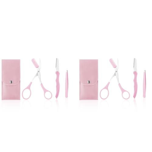 MAYCREATE® 6PCS Eye Brow Scissor Eyebrow Removal Tweezer Trimmer Razor Facial Hair Shaper Trimming Make Up Tool with PU Leather Case Pink MAYCREATE® 6PCS Eye Brow Scissor Eyebrow Removal Tweezer Trimmer Razor Facial Hair Shaper Trimming Make Up Tool with PU Leather Case Pink